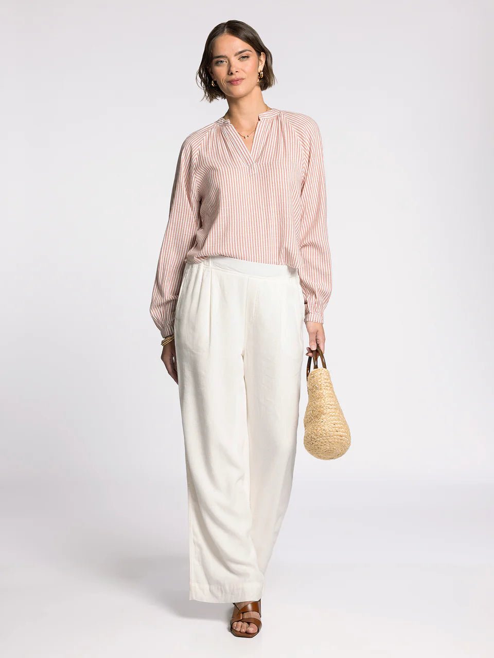 Rose & Lee Co Bethany Top, Rose/Ivory Long Sleeve