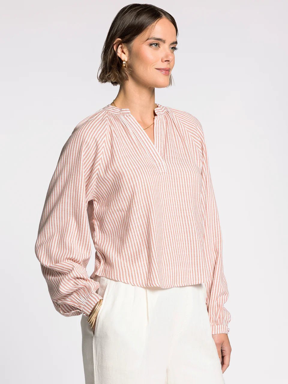 Rose & Lee Co Bethany Top, Rose/Ivory Long Sleeve
