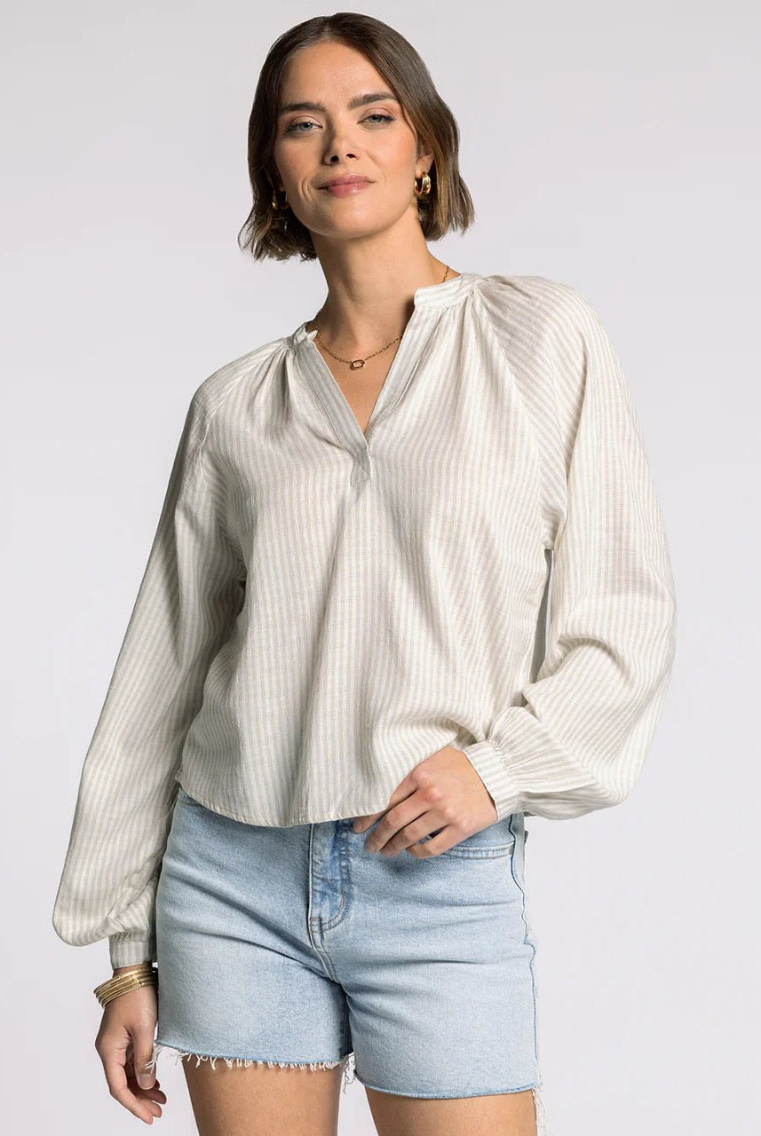 Rose & Lee Co Bethany Top, Sage/Ivory Long Sleeve