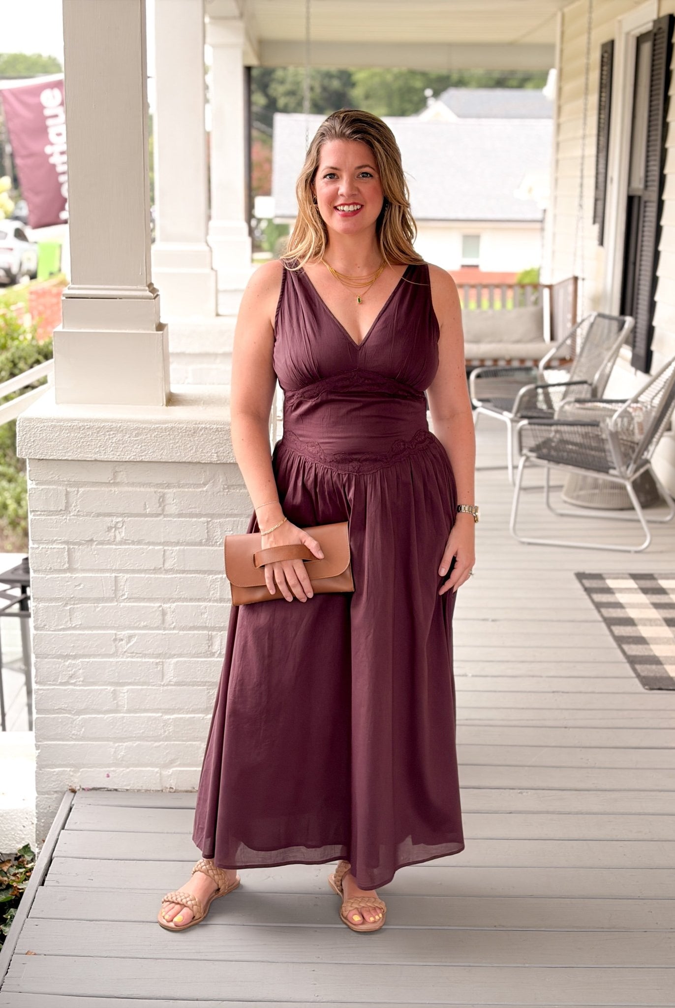 Rose & Lee Co Noralyn Dress, Dark Plum Casual Dresses