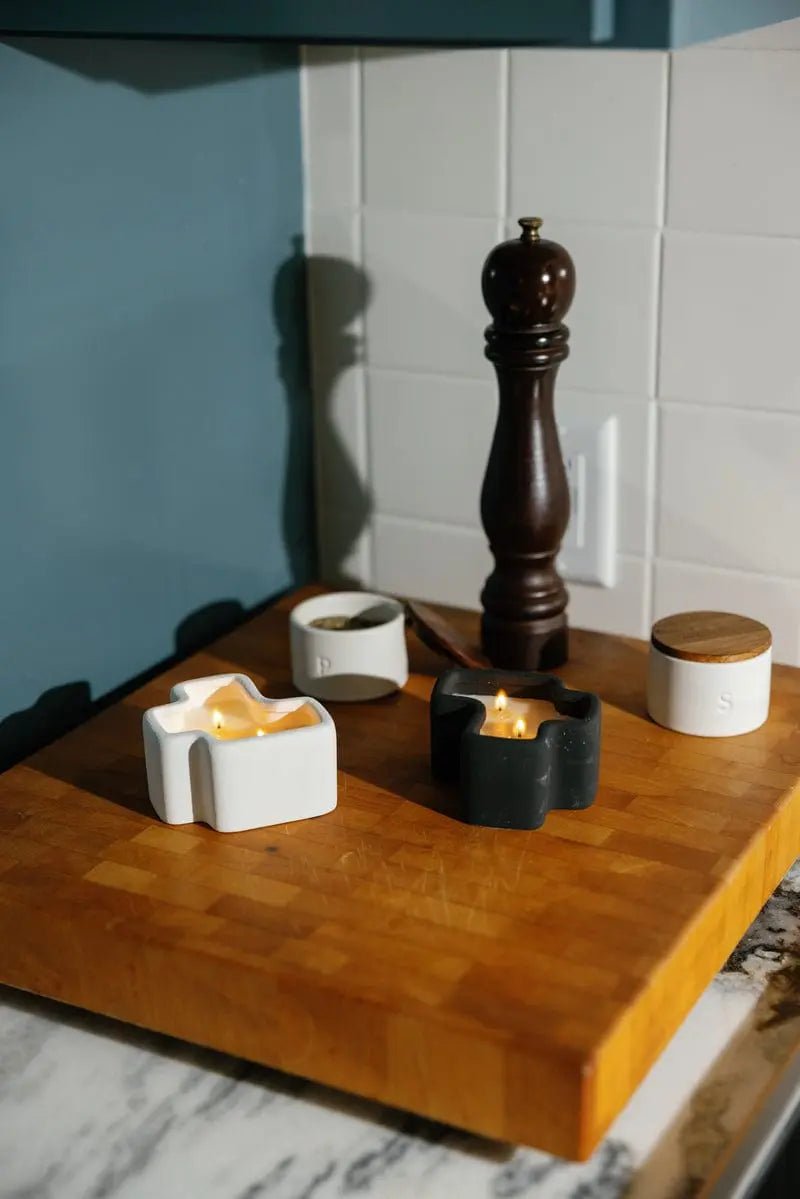 Rose & Lee Co Jigsaw Candle Set, Salted Air & Smoked Woods Candles