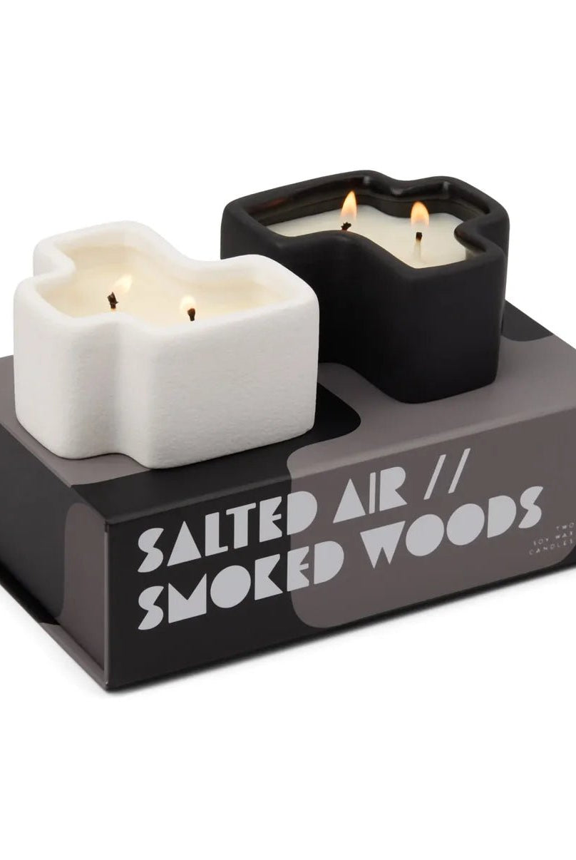 Rose & Lee Co Jigsaw Candle Set, Salted Air & Smoked Woods Candles