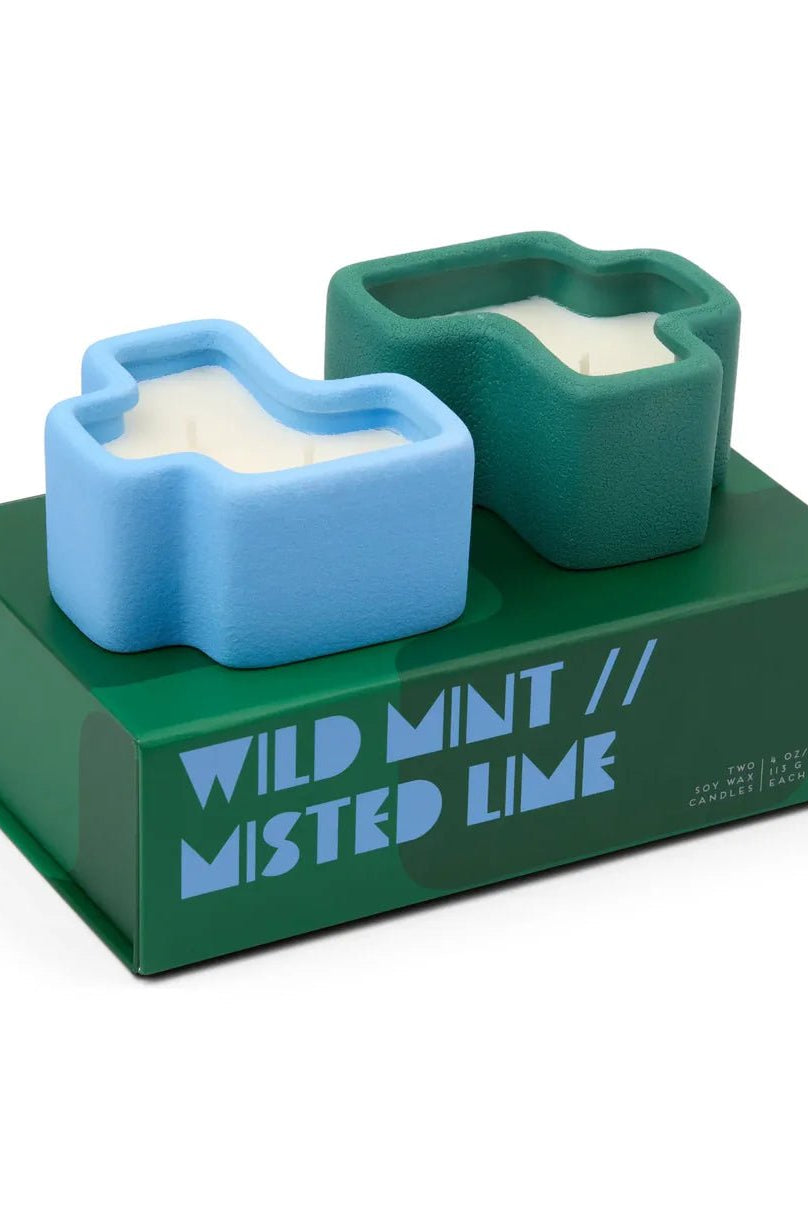 Rose & Lee Co Jigsaw Candle Set, Wild Mint & Misted Lime Candles