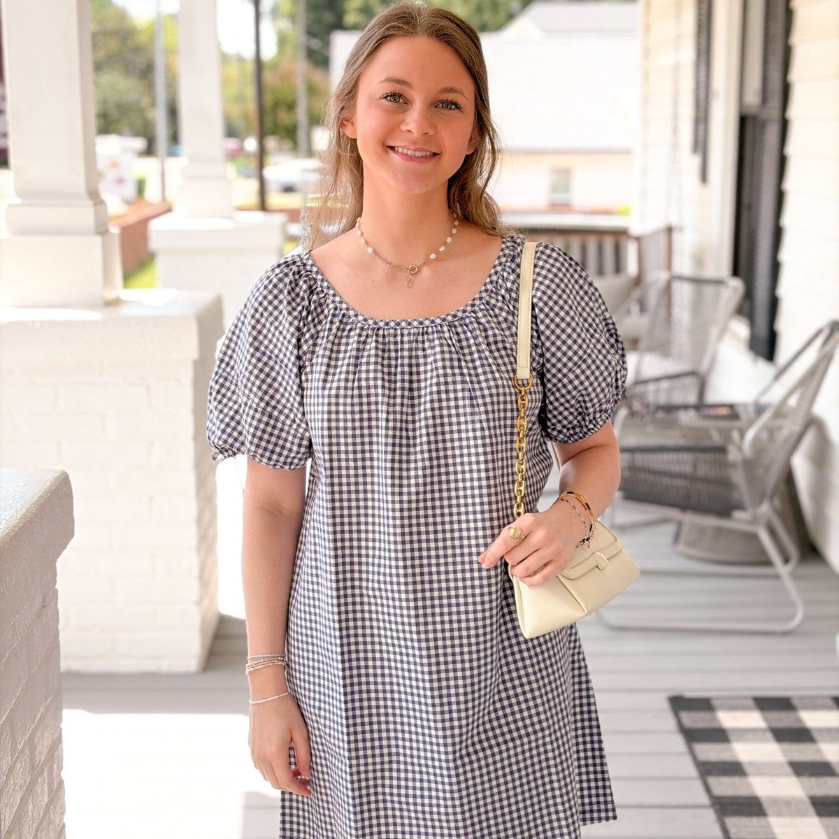 a line gingham dress Diane gingham midi dress