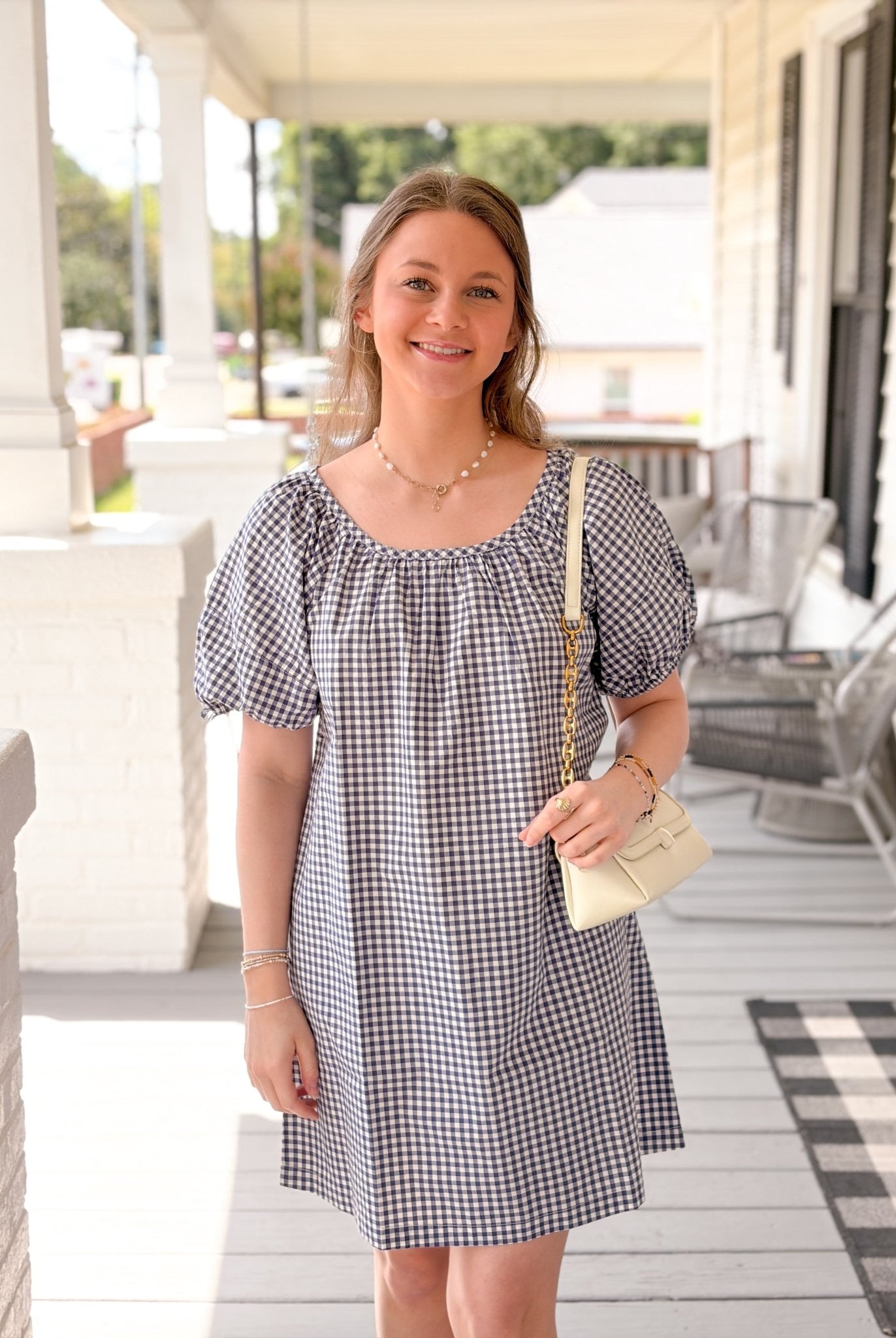 Rose & Lee Co Aleca Dress, Bay Blue Gingham by Marine Layer Casual Dresses