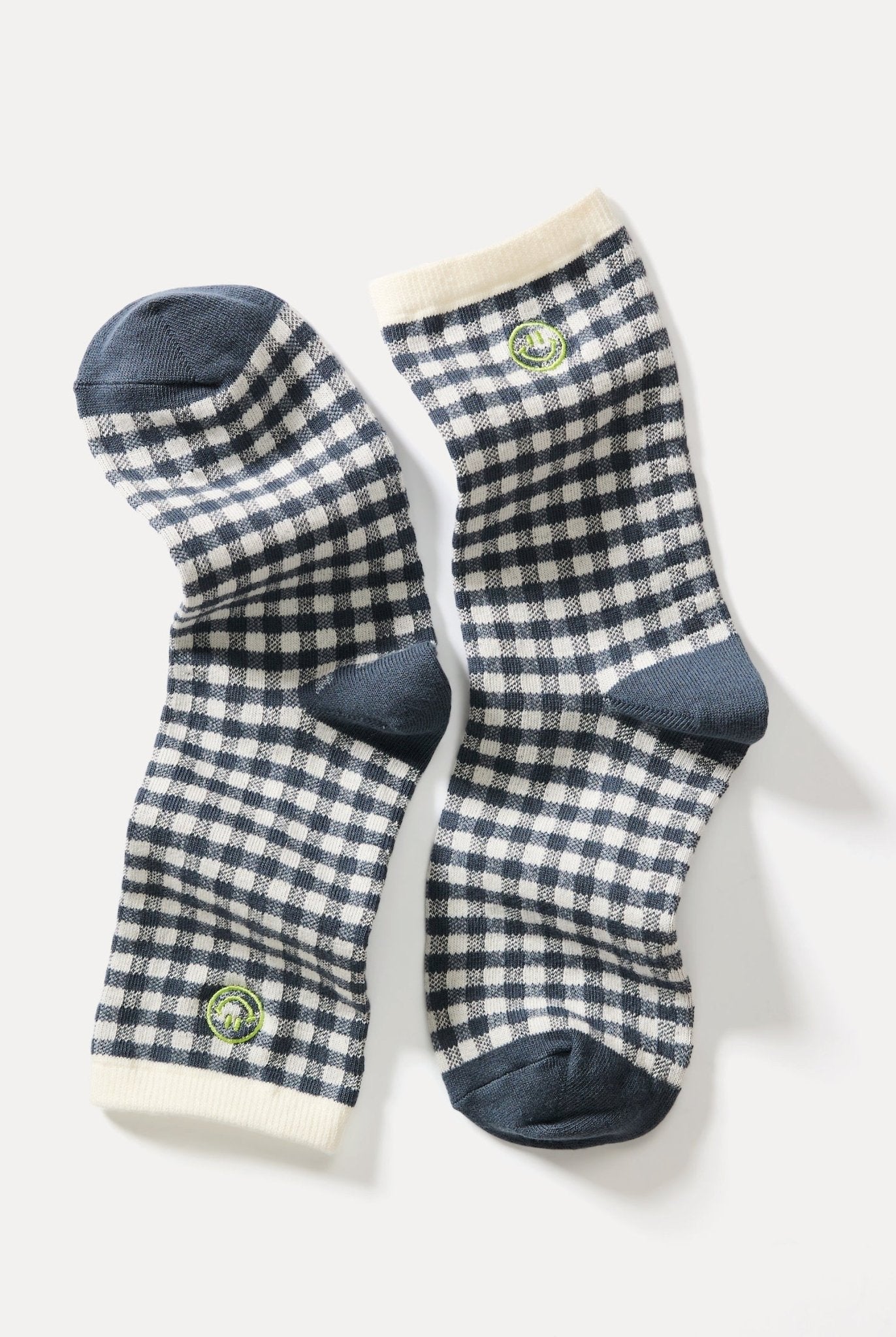 Rose & Lee Co Hi - Ankle Crew Sock, Blue Gingham by Marine Layer Accessories