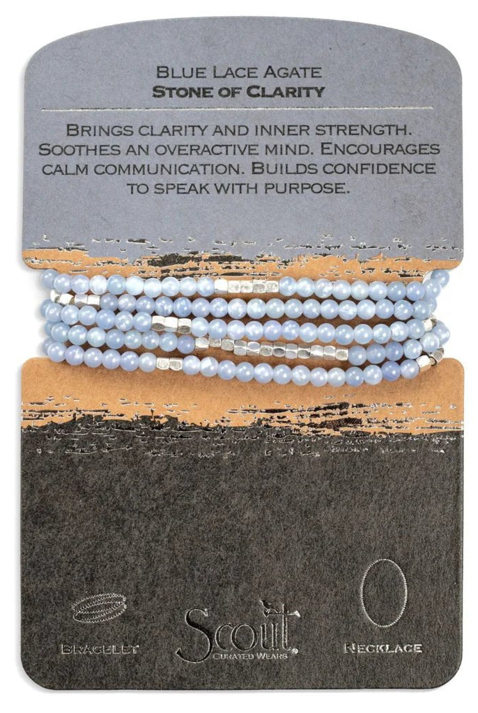 Rose & Lee Co Stone Wrap Bracelet Stone Of Clarity, Blue Lace Agate/Silver Bracelets