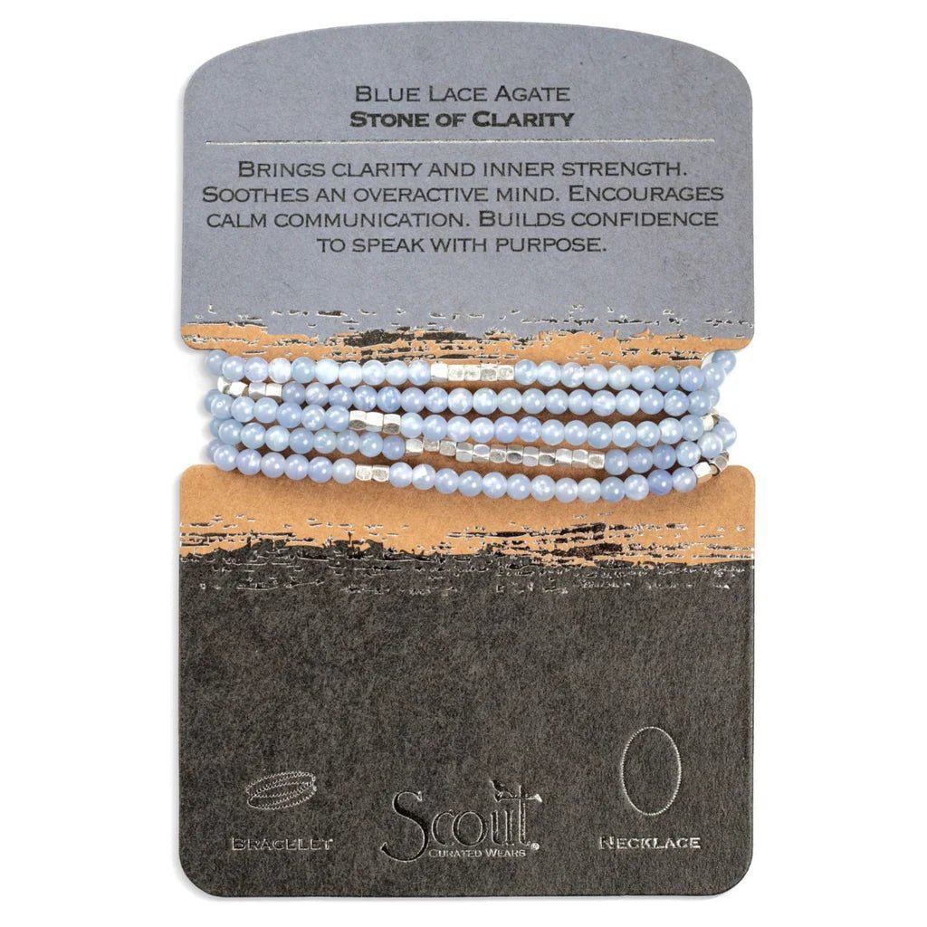 Rose & Lee Co Stone Wrap Bracelet Stone Of Clarity, Blue Lace Agate/Silver Bracelets