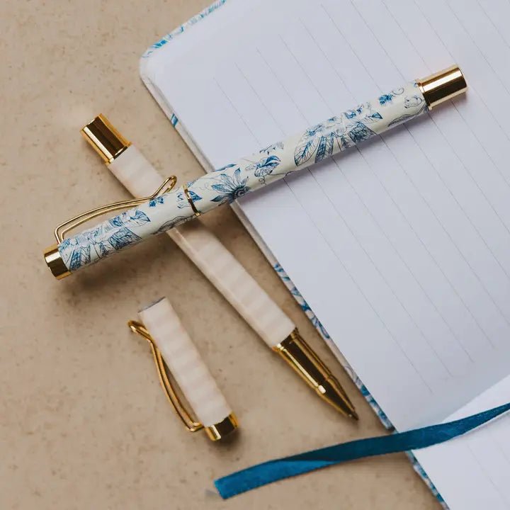 Rose & Lee Co Metal Pen Set, Blue Delft Home & Gifts
