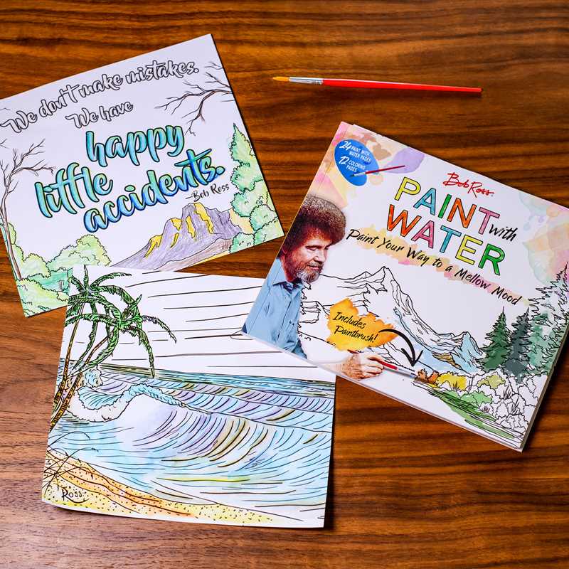 Rose & Lee Co Bob Ross Paint With Water Coloring Book Home & Gifts