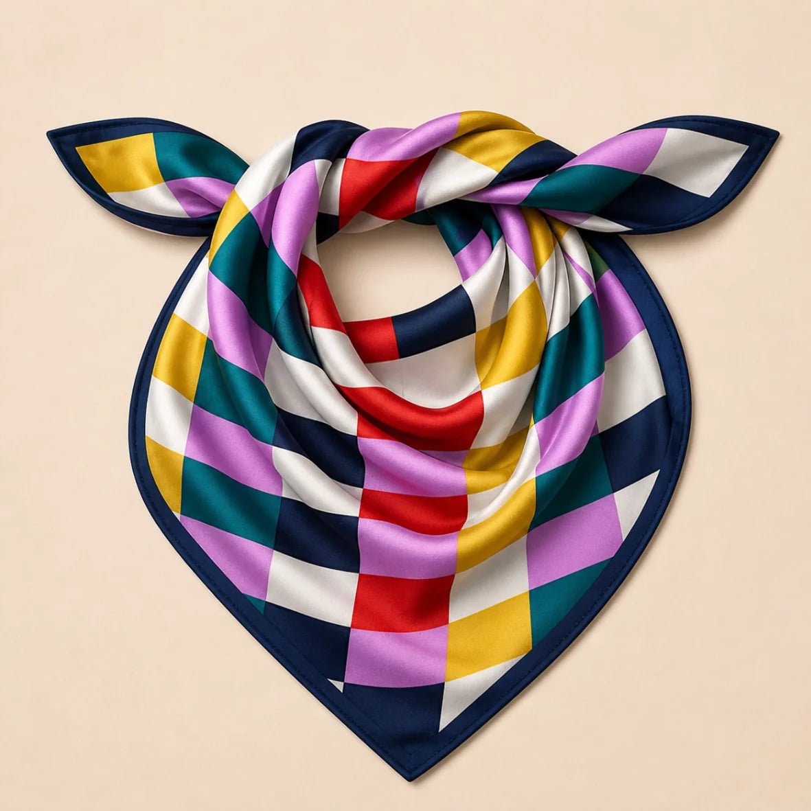 Rose & Lee Co Silk Scarf, Bold Patchwork Necklaces