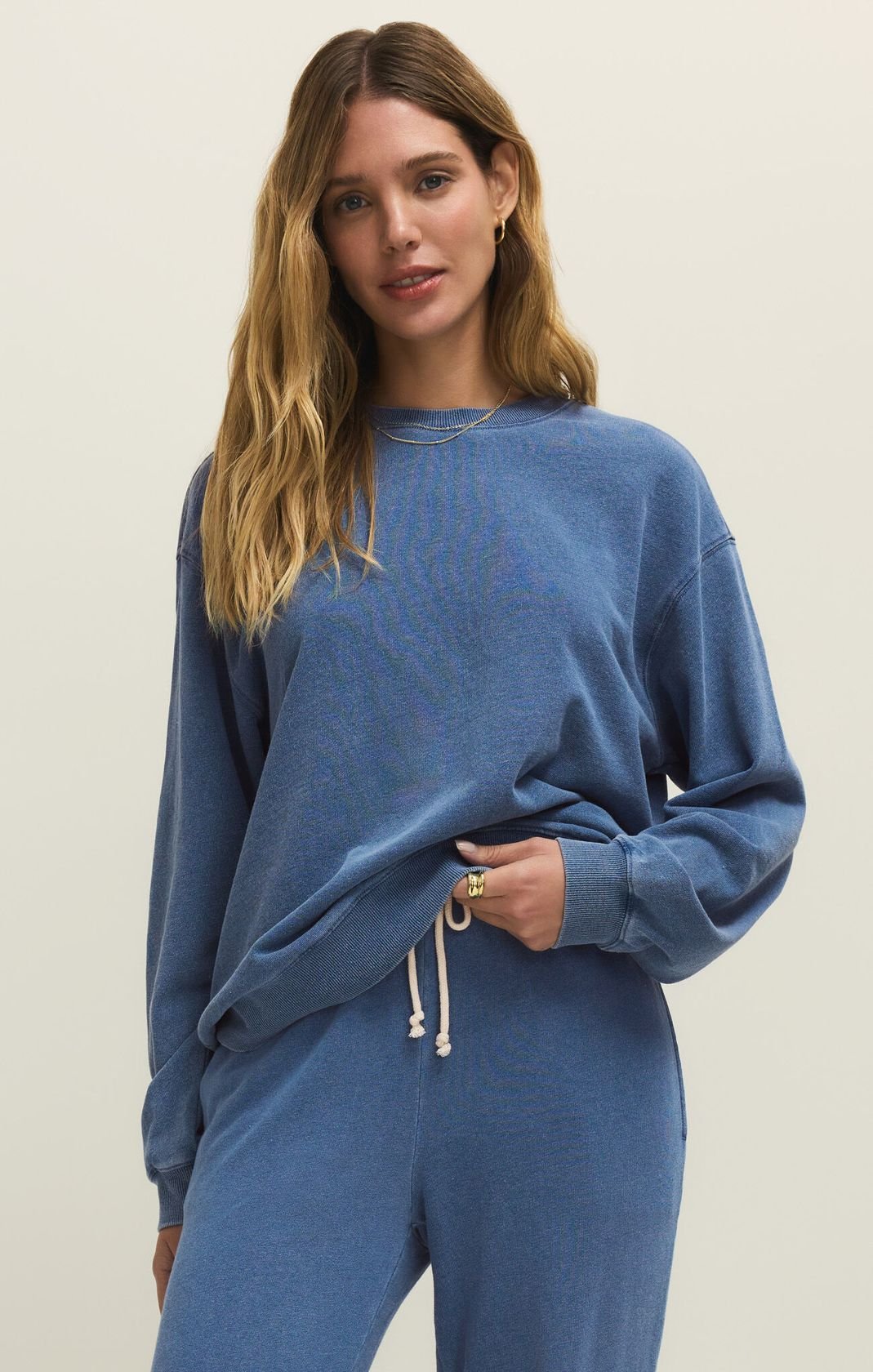 Rose & Lee Co Boyfriend Denim Sweatshirt, Calypso Blue Indigo by Z Supply Sweatshirt & Hoodies