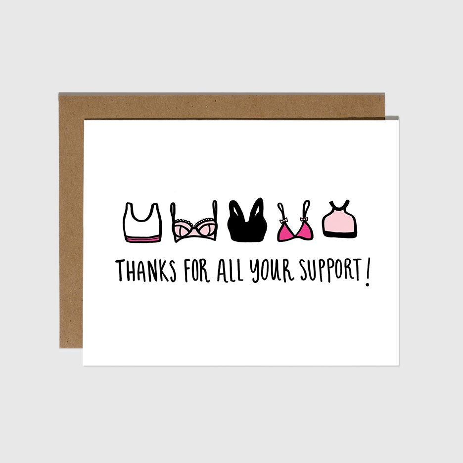 Thanks For All Your Support Bras Card