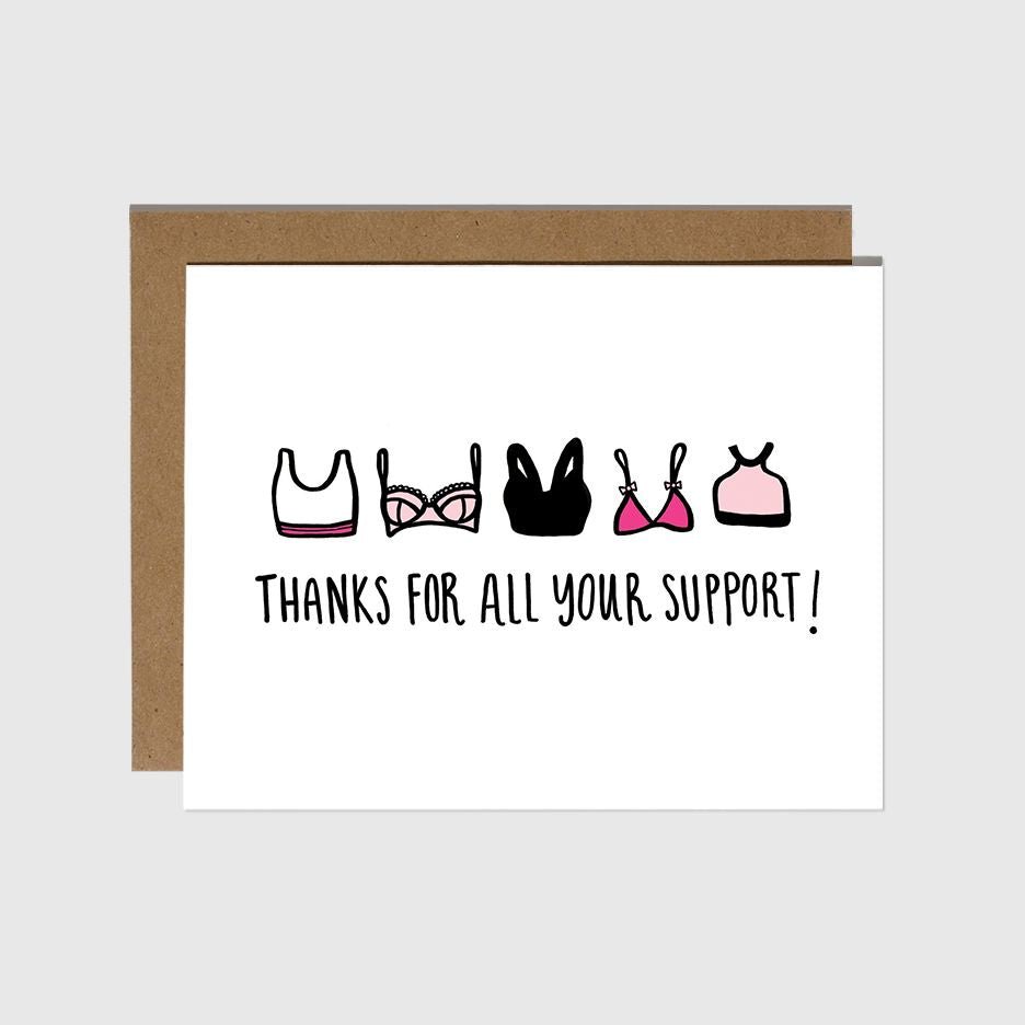 Rose & Lee Co Thanks For All Your Support Bras Card Stationery