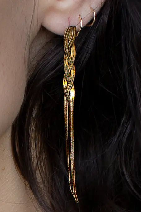 Rose & Lee Co Loom Dangle Earrings, 18k Gold Plated Earrings