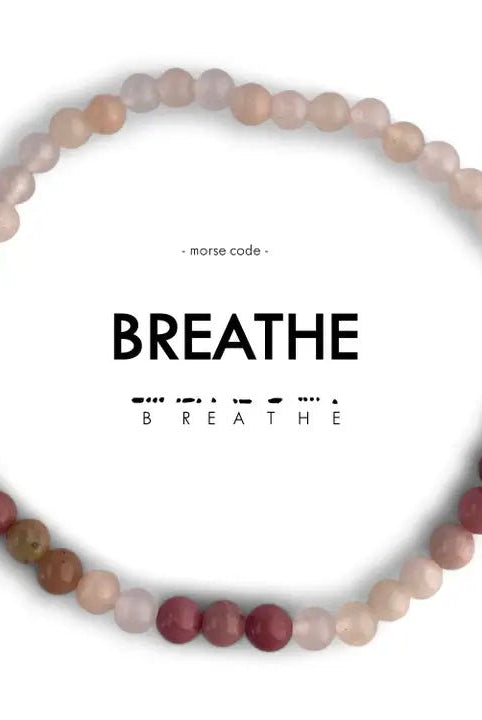 Rose & Lee Co Morse Code Breathe Bracelet, Mauve Quartz & Pink Aventurine Bracelets