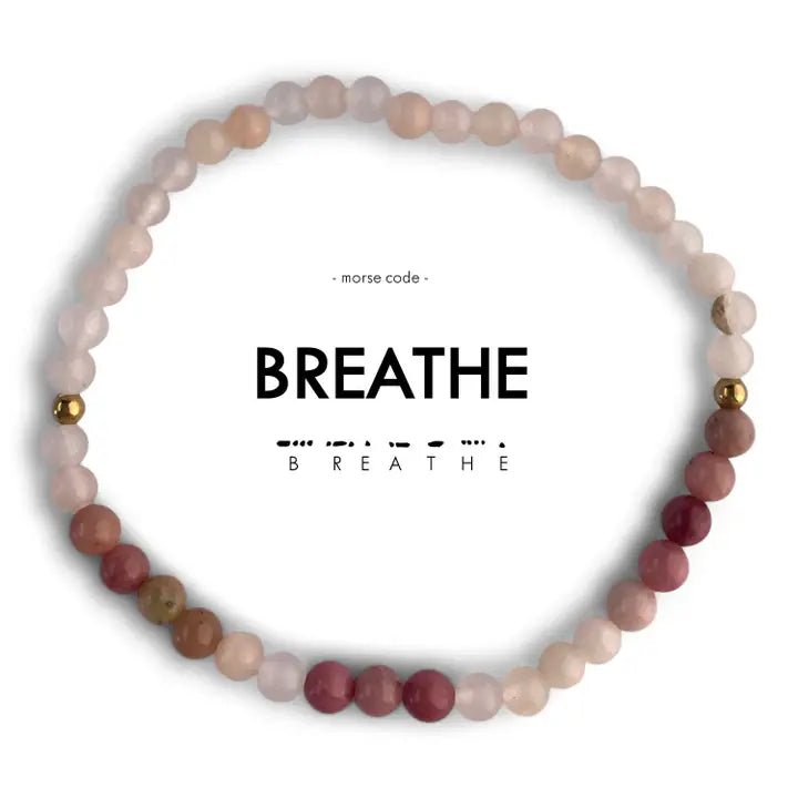 Rose & Lee Co Morse Code Breathe Bracelet, Mauve Quartz & Pink Aventurine Bracelets