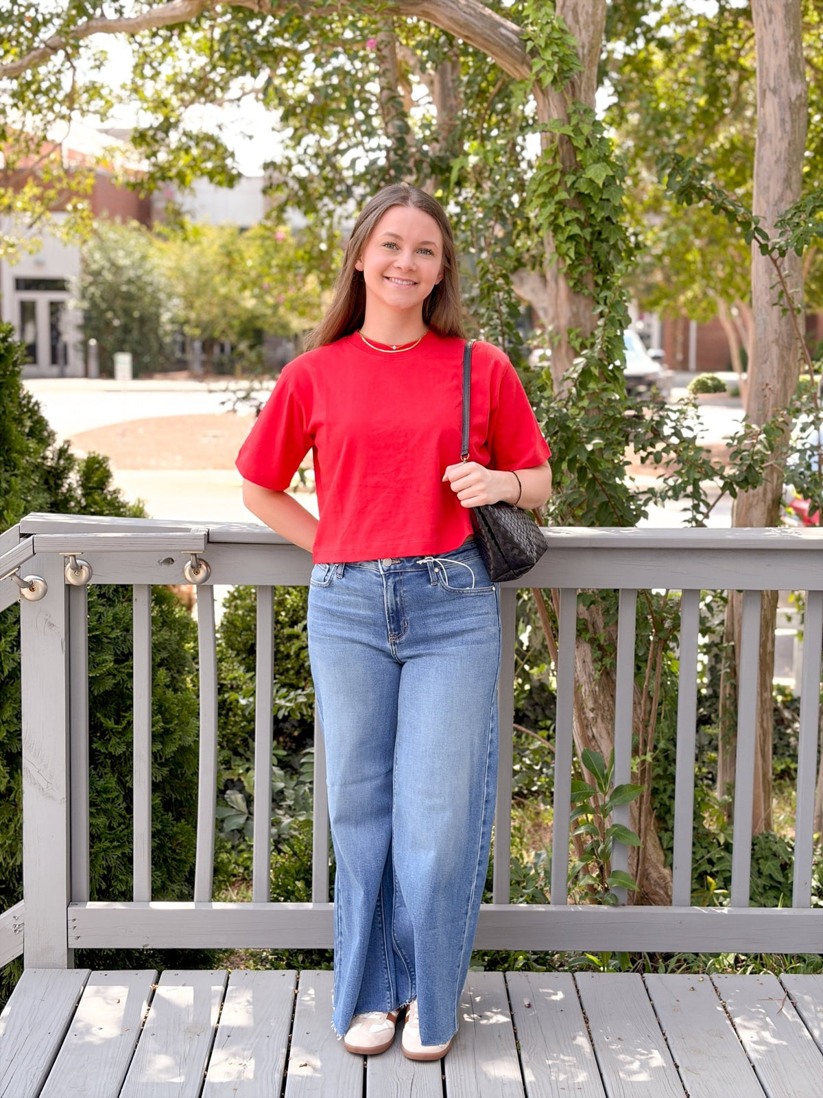 Rose & Lee Co Brecken Top, Samba Red short sleeve