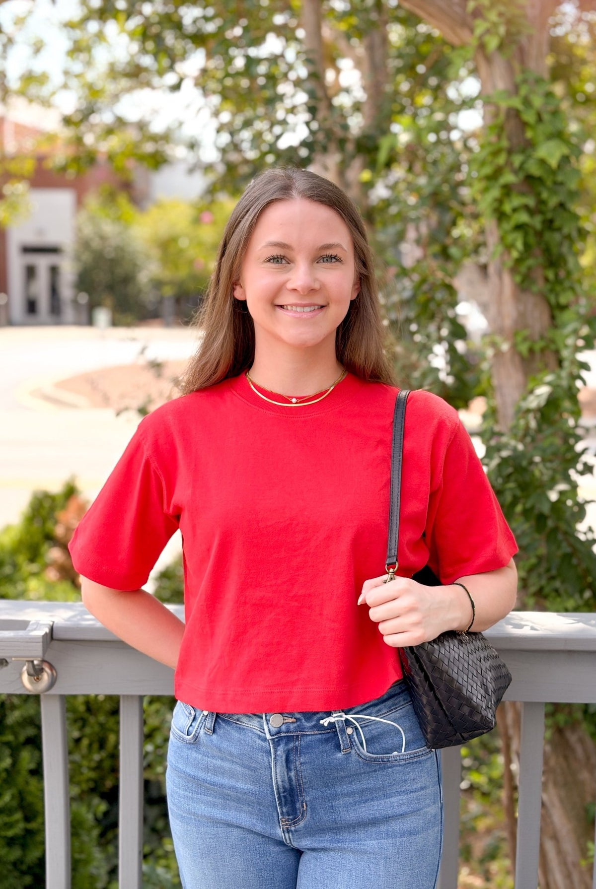 Rose & Lee Co Brecken Top, Samba Red short sleeve
