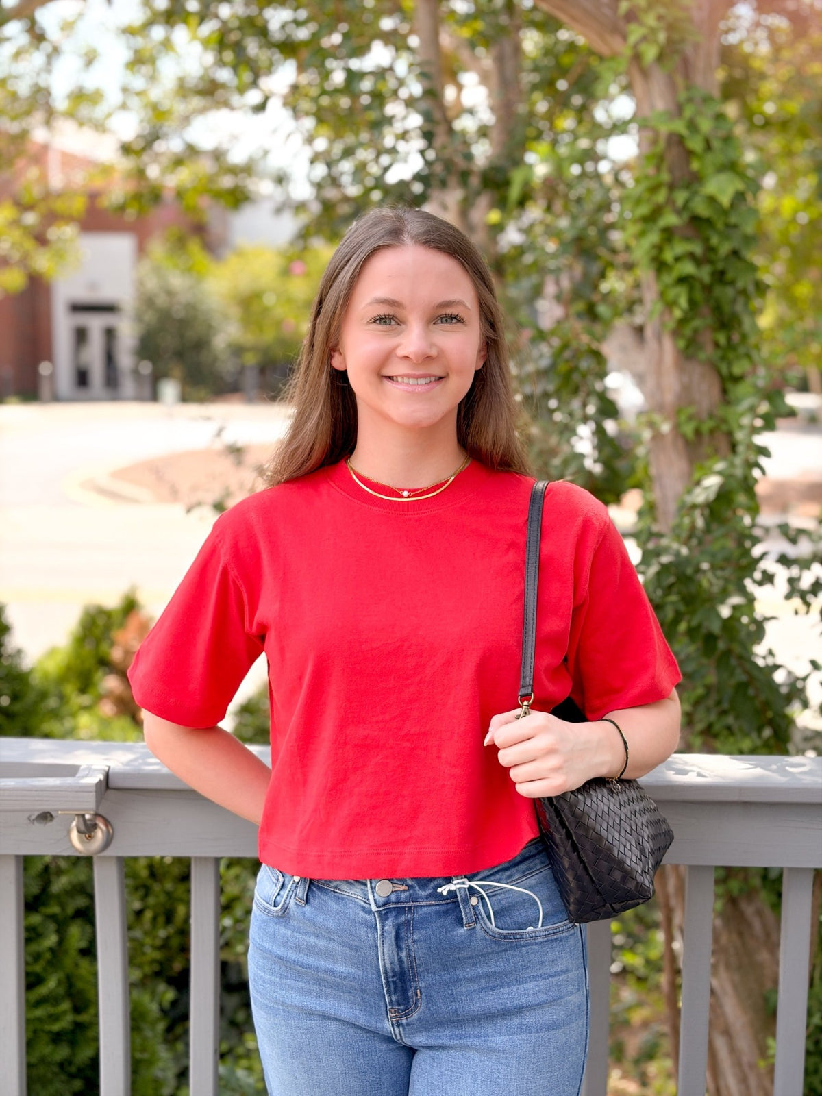 Rose & Lee Co Brecken Top, Samba Red short sleeve