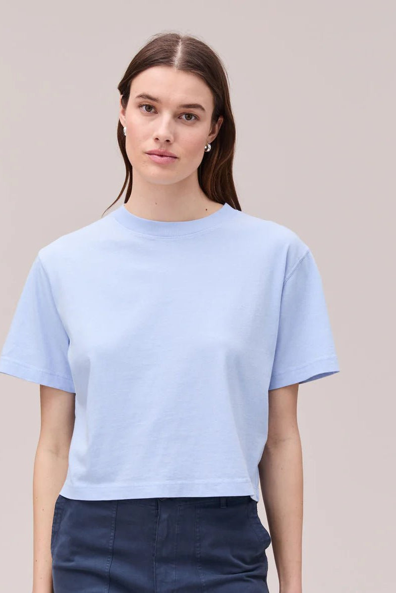 Rose & Lee Co Brecken Top, Chambray Blue short sleeve