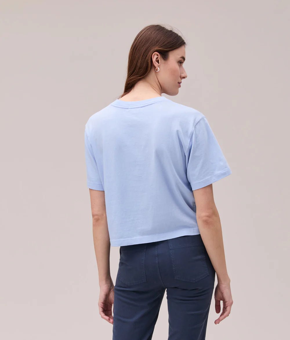 Rose & Lee Co Brecken Top, Chambray Blue short sleeve