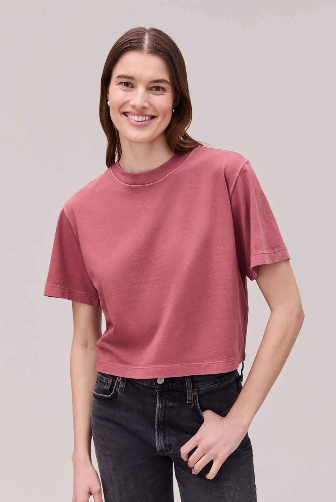 Rose & Lee Co Brecken Top, Marsala short sleeve