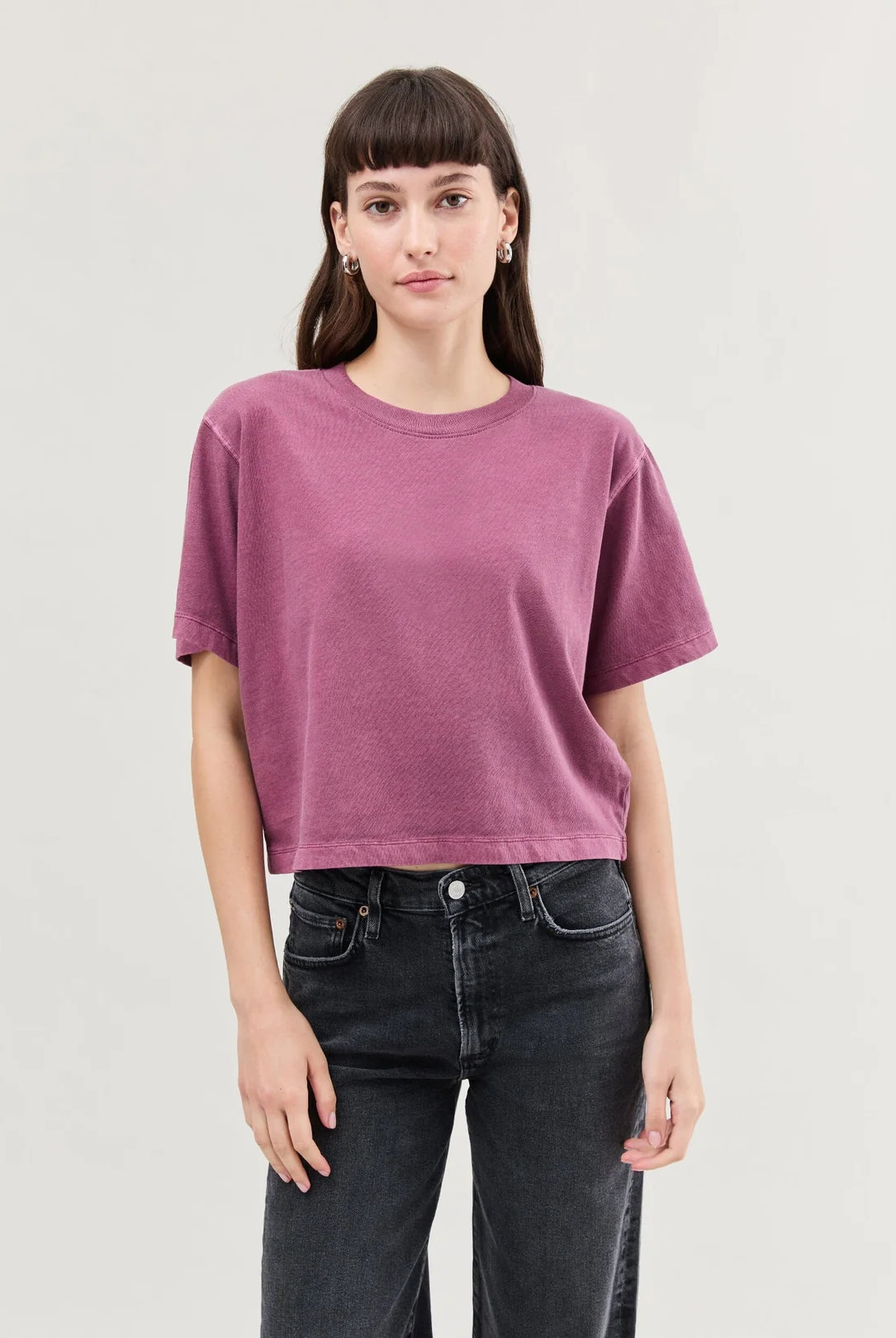 Burgundy Short Sleeve Cropped Top
