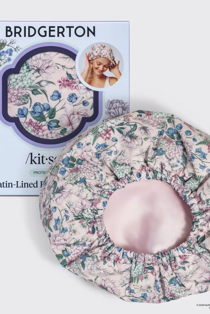 Rose & Lee Co Bridgerton x Kitsch Satin Flexi Shower Cap, Wisteria Accessories