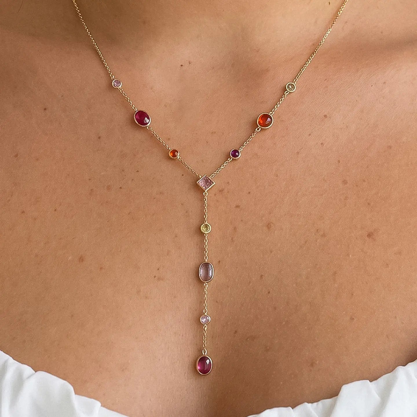 Rose & Lee Co Briennon Lariat Necklace, 18k Gold Necklaces