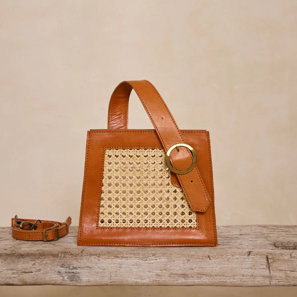 Rose & Lee Co Brown Buckle Cane Handbag Bags