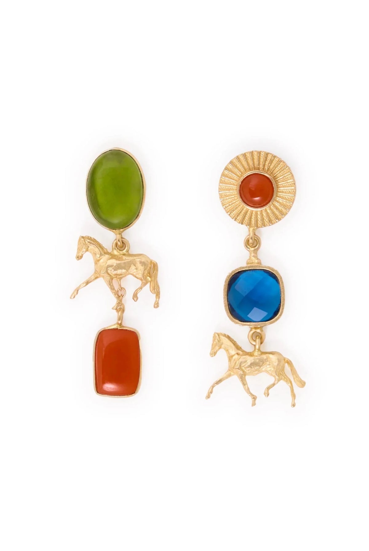 Rose & Lee Co Calliope Horse Glass + Carnelian Stone Earrings Earrings