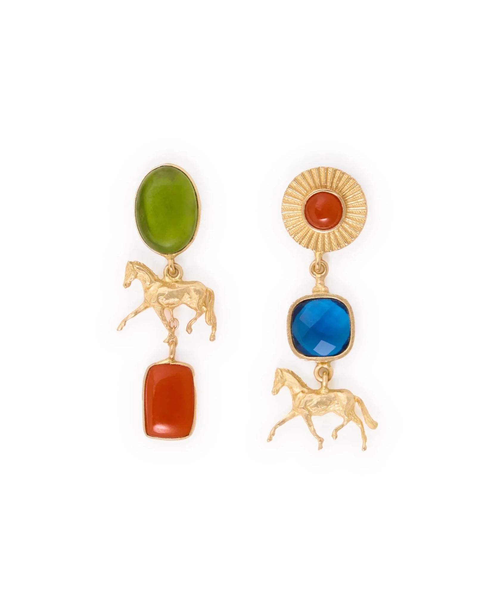 Rose & Lee Co Calliope Horse Glass + Carnelian Stone Earrings Earrings
