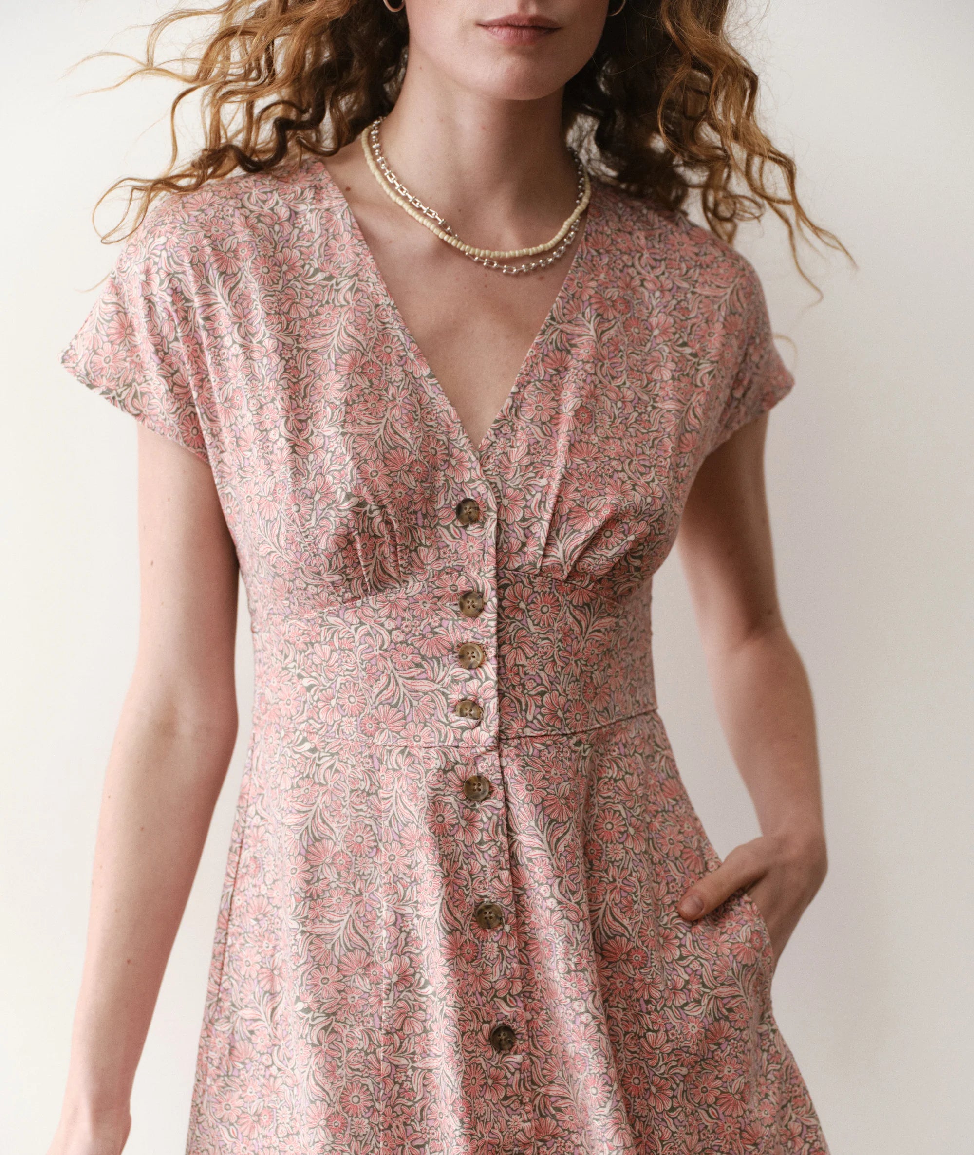 Floral Mini Length Flutter Sleeve Dress