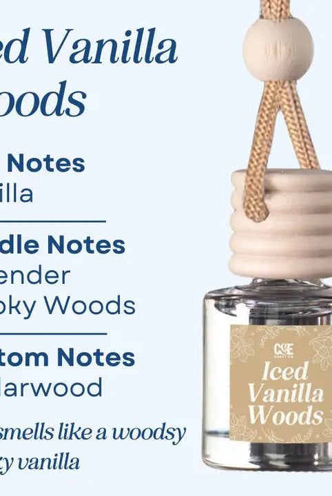 Rose & Lee Co Car Diffuser, Iced Vanilla Woods Candles