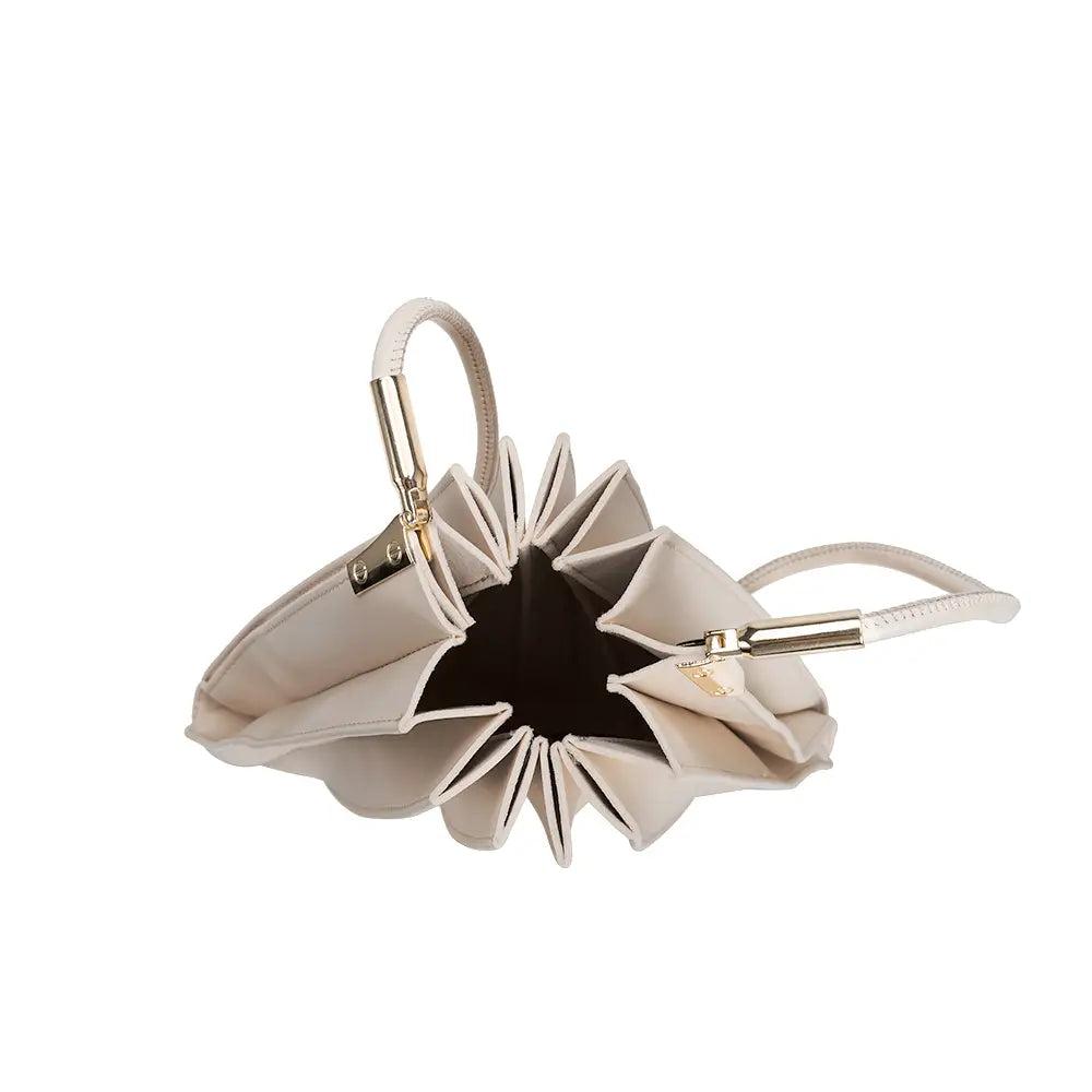 Bone Pleated Shoulder Bag