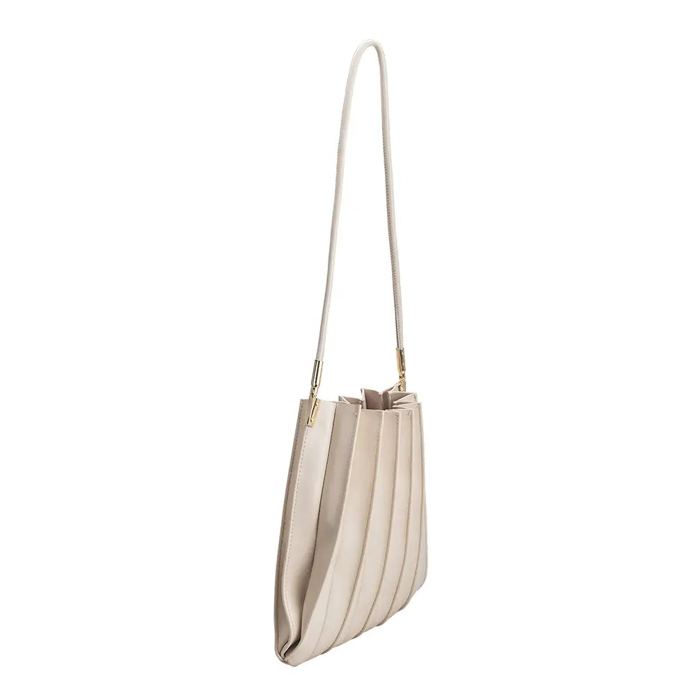 Bone Pleated Shoulder Bag