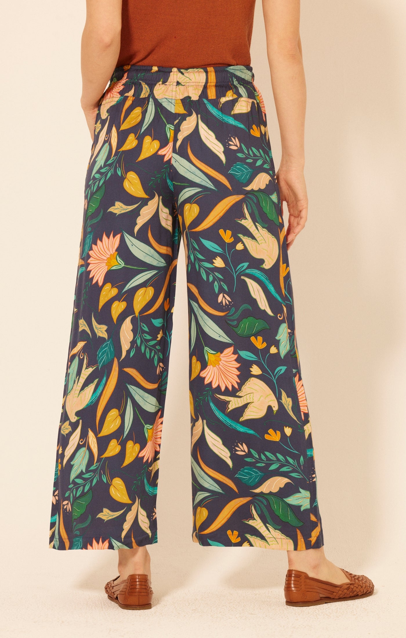 Printed Multi-Colored Wide Leg Pants