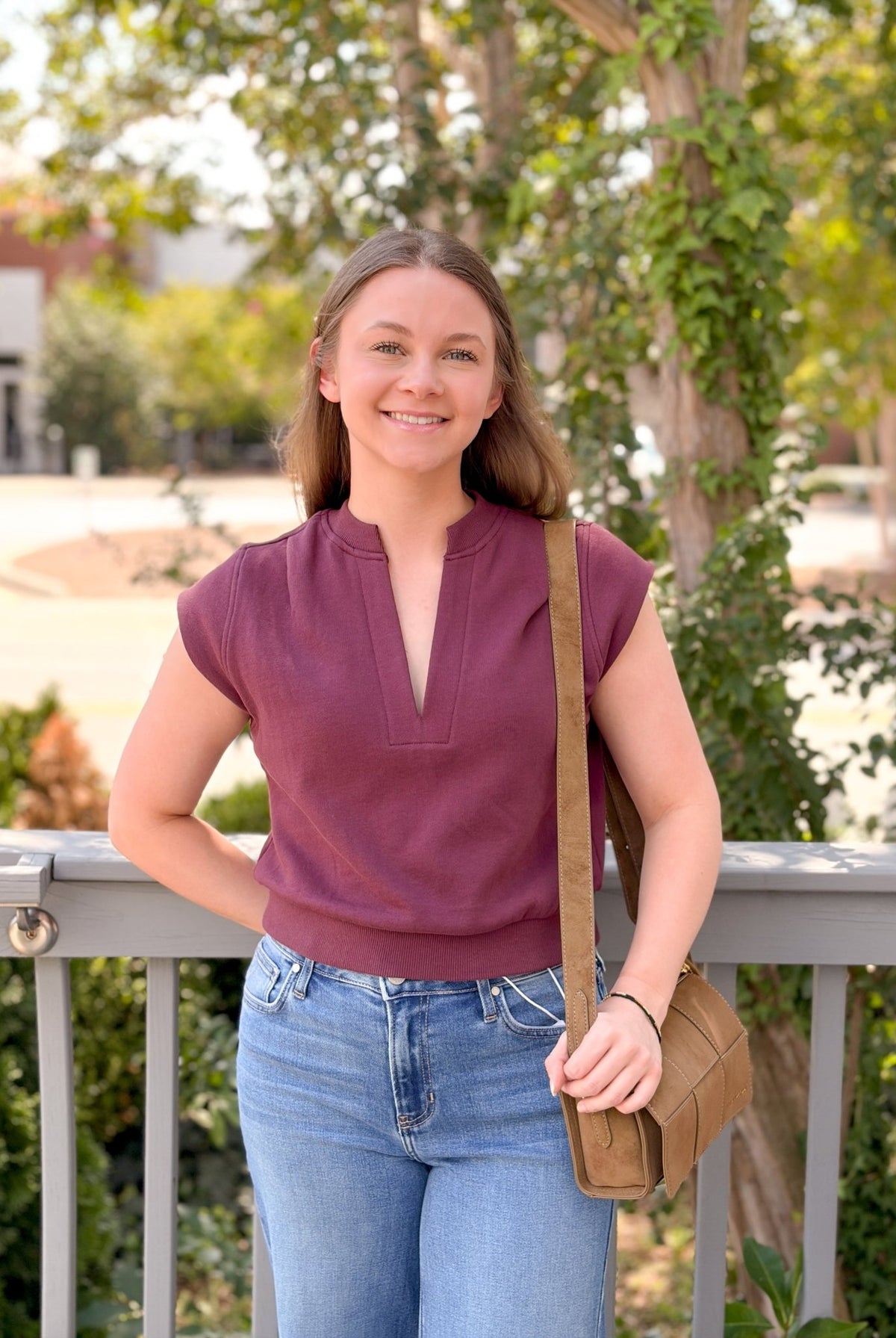 Rose & Lee Co Cate Top, Sangria short sleeve