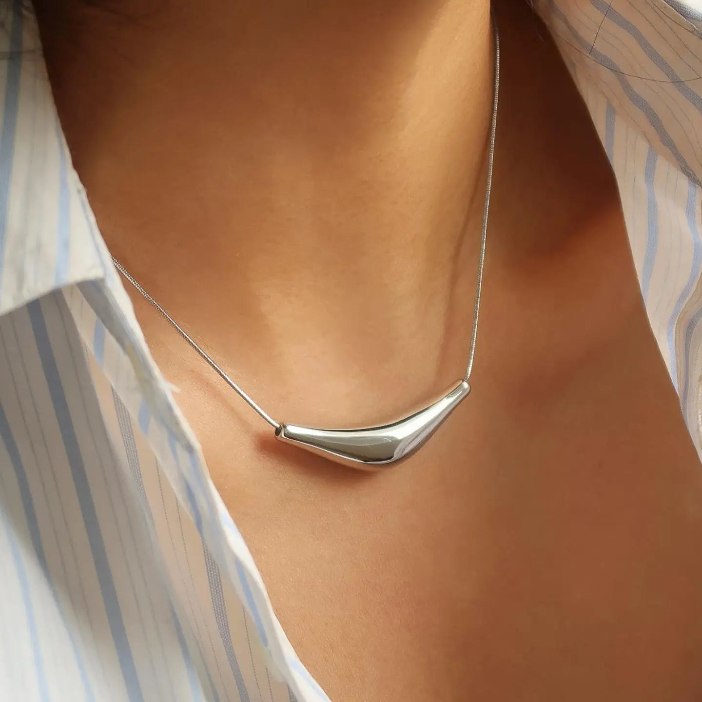 Silver Sweater Necklace