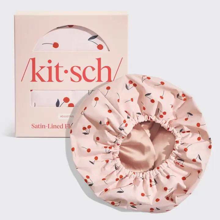 Rose & Lee Co Satin Lined Flexi Shower Cap, Cherry Print Hair