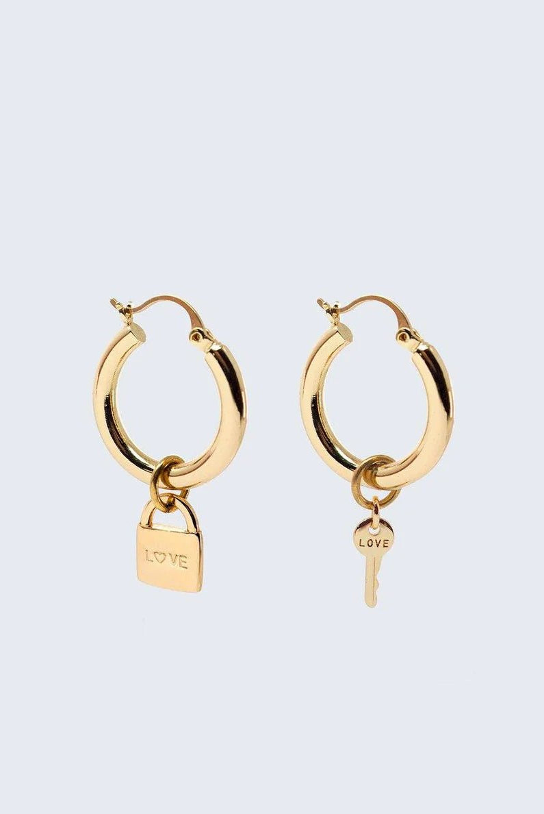 Rose & Lee Co Chunky Hoop Earrings, Love & Purpose/Gold Jewelry