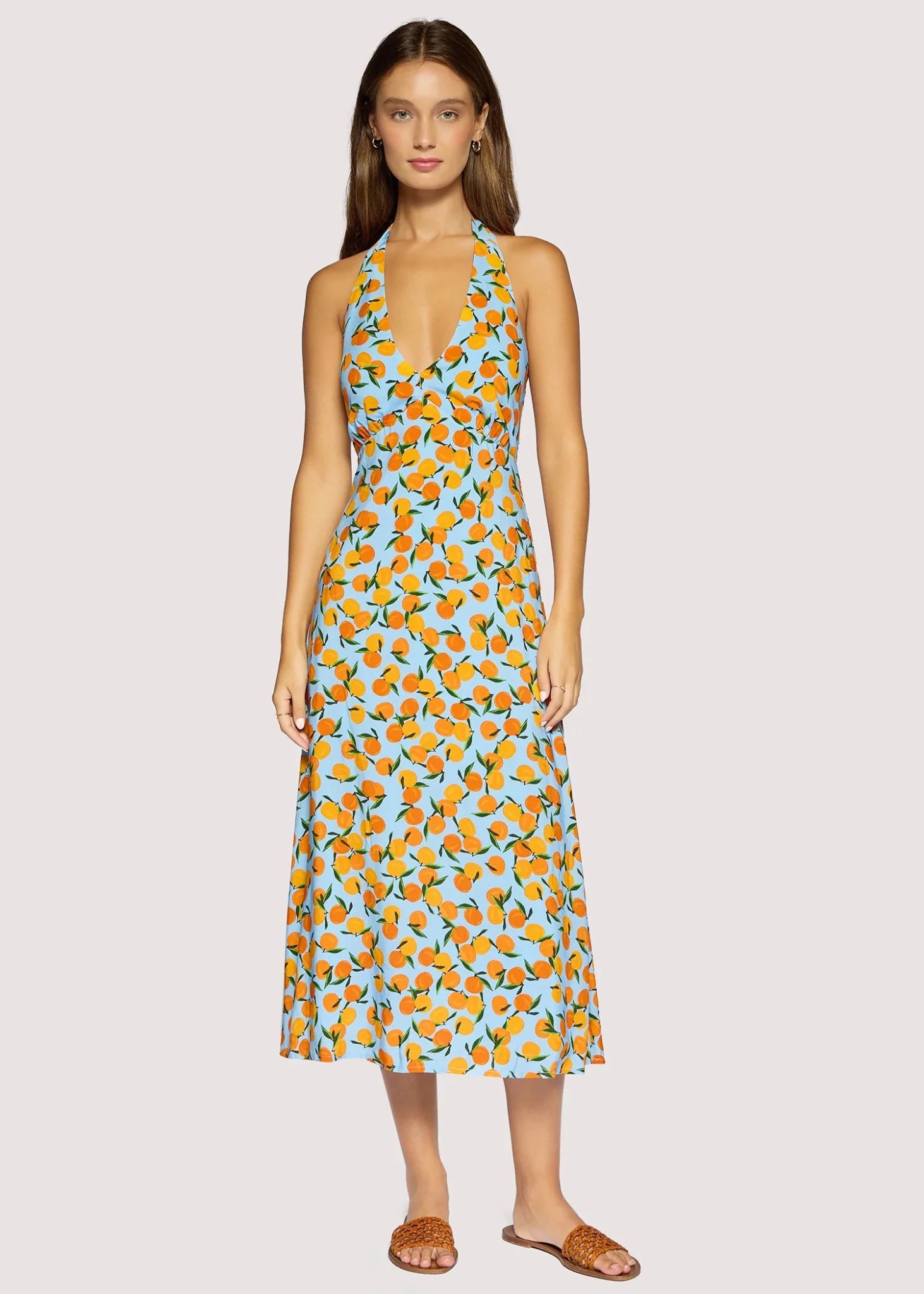 Rose & Lee Co Citrus Soiree Dress, Blue/Orange Event Dress