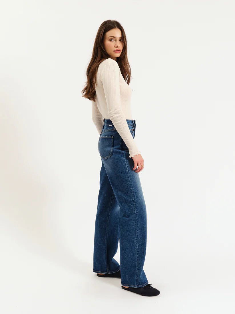 Rose & Lee Co City Straight Jeans, Bright Blue Denim