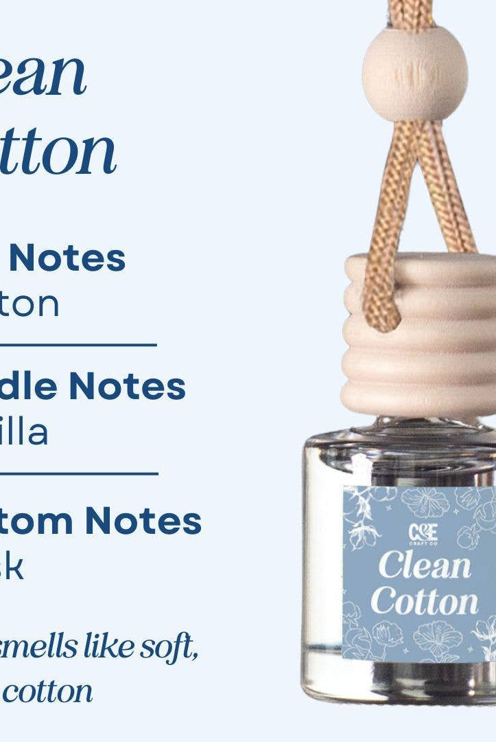 Rose & Lee Co Car Diffuser, Clean Cotton Candles