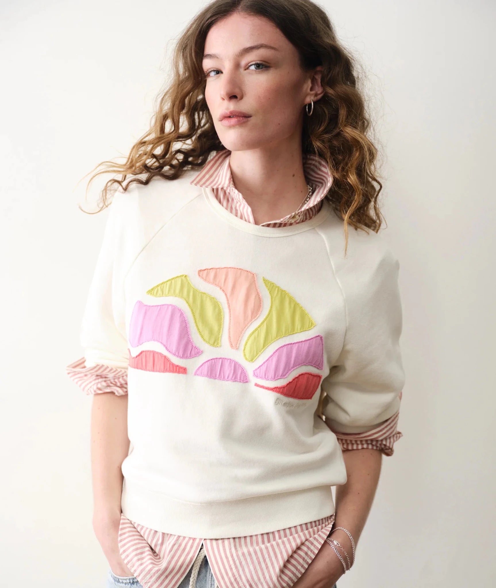 Rose & Lee Co Cloud 9 Terry Sun Sweatshirt, Antique White by Marine Layer Sweatshirt & Hoodies