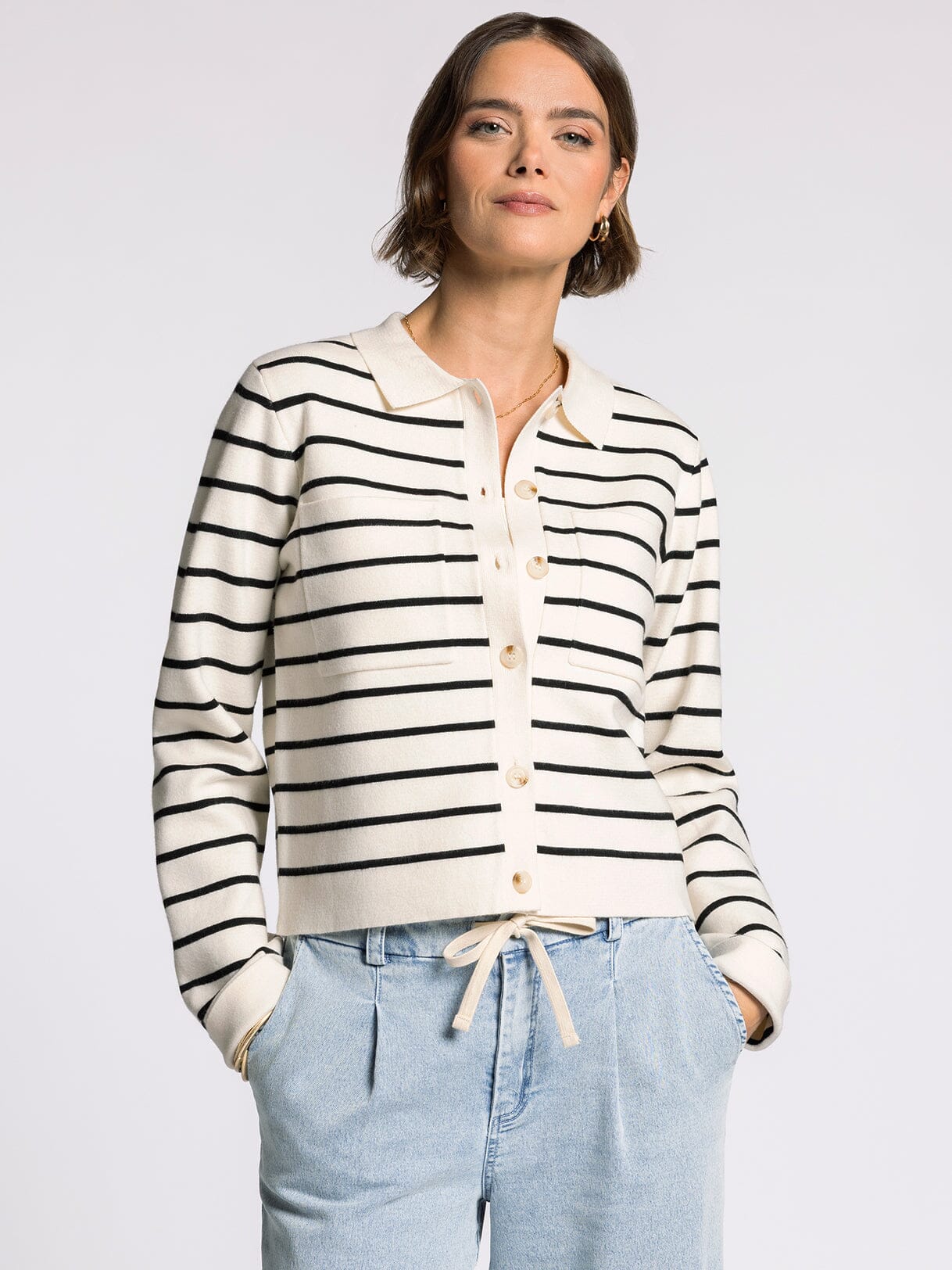 black and white cardigan