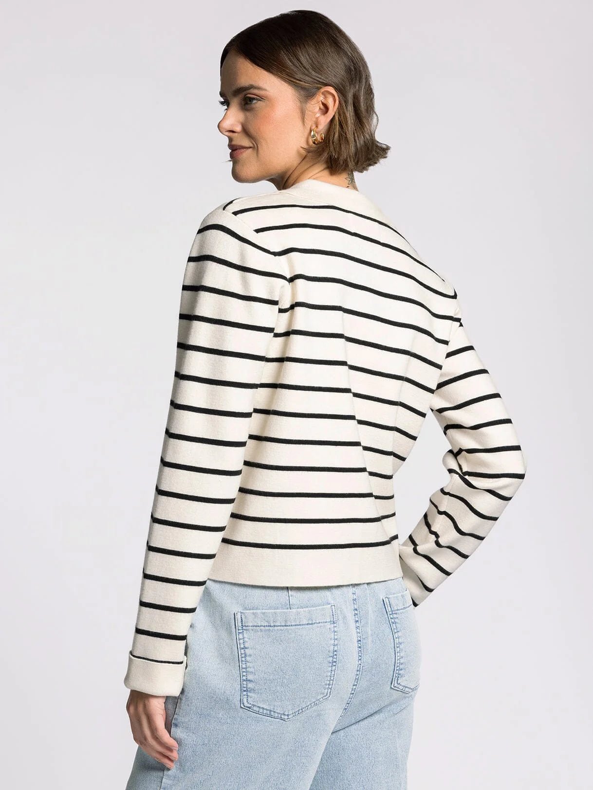Rose & Lee Co Clyde Cardigan, Ivory/Black Cardigan