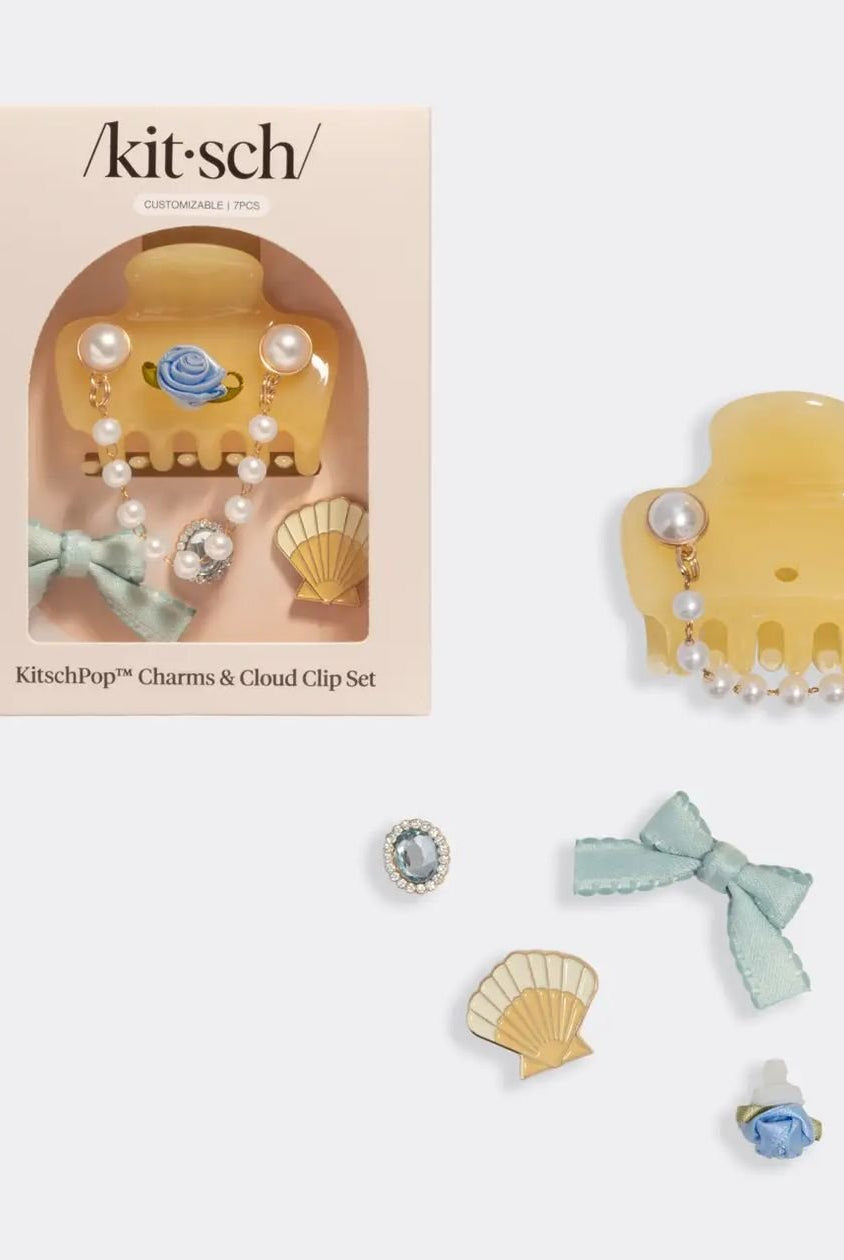 Rose & Lee Co Coastal Cottage Cloud Clip 7pc Set, Butter Yellow Hair