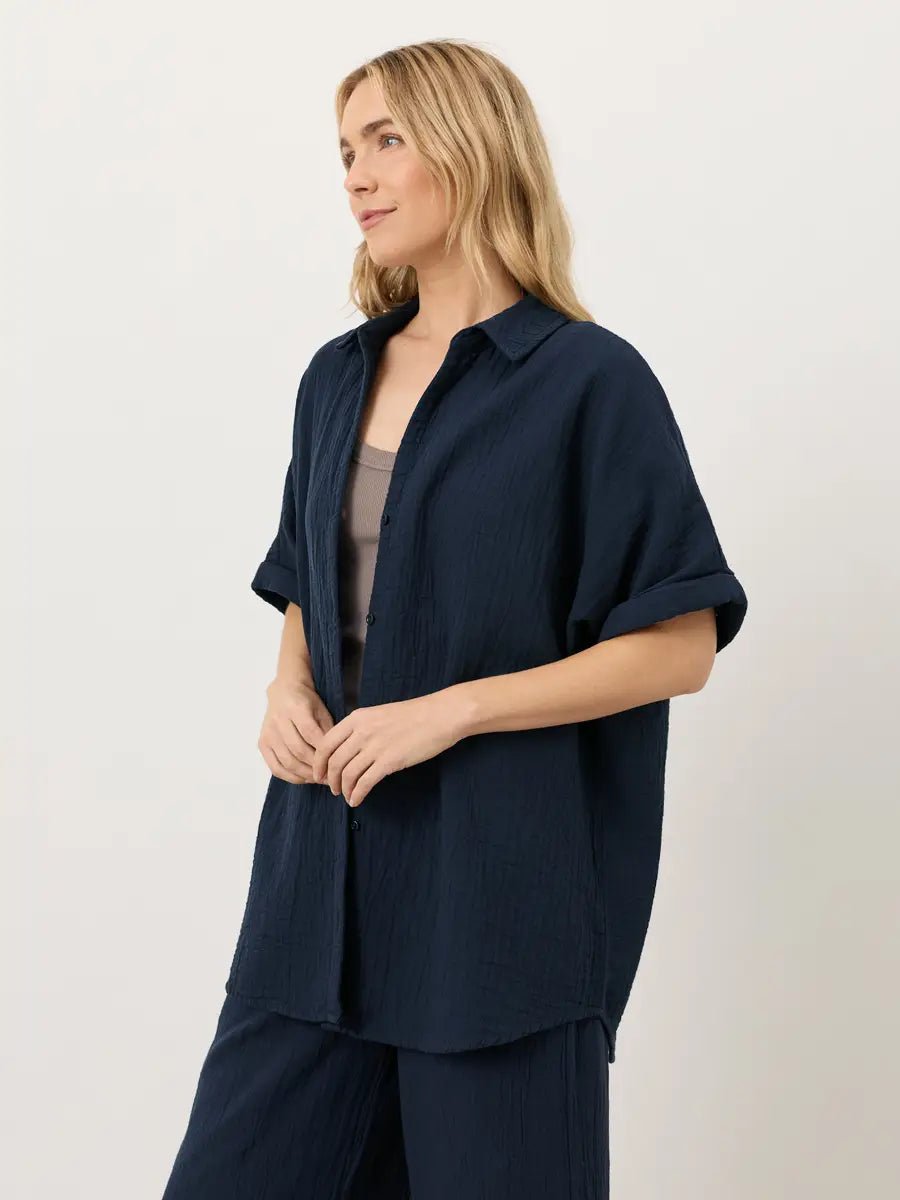Rose & Lee Co Coastal Top, Navy short sleeve